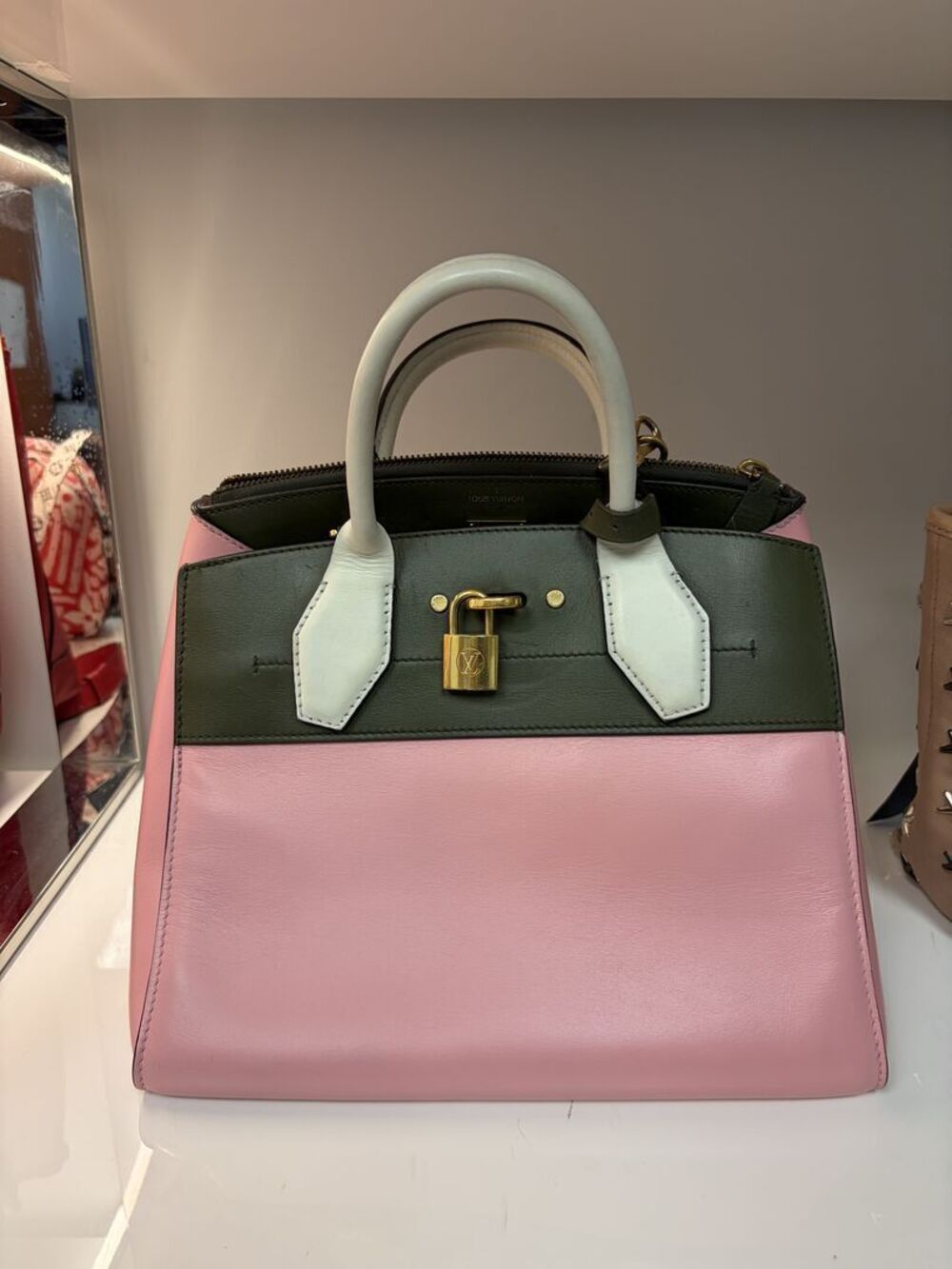 Louis Vuitton City Steamer PM Pink Khaki Leather Bag